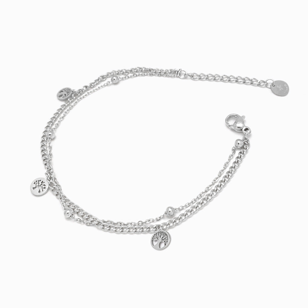 Pulseira Dupla Árvore da Vida SL3034 - Aço Inox Prateado