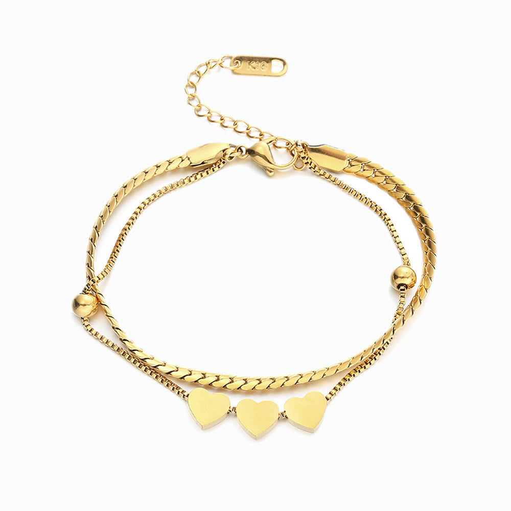 Pulseira Corações SL1063 - Aço Inox