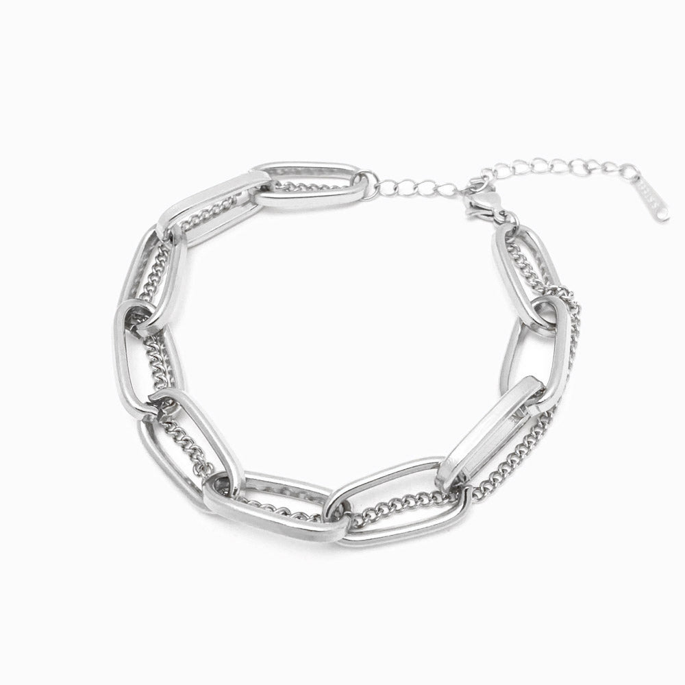Pulseira Dupla SL1015 - Aço Inox Prateado
