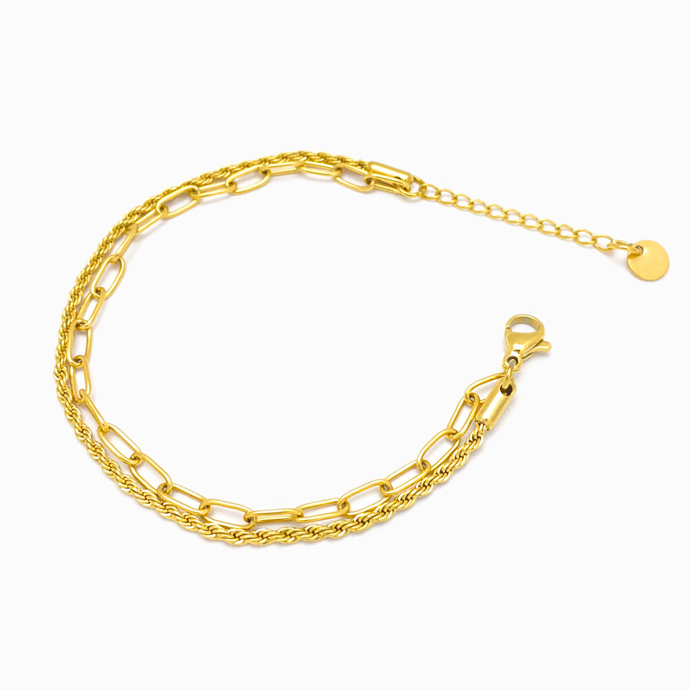 Pulseira Dupla SL3003 - Aço Inox Dourado