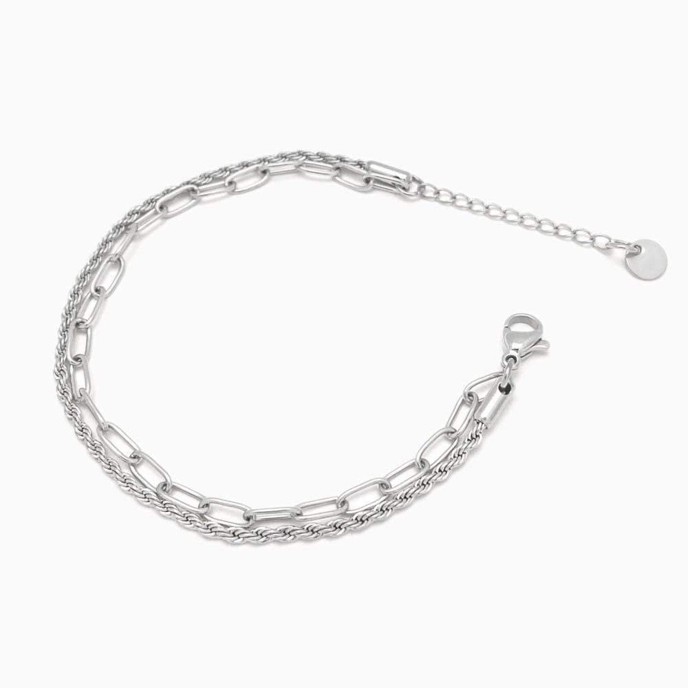 Pulseira Dupla SL3003 - Aço Inox Prateado
