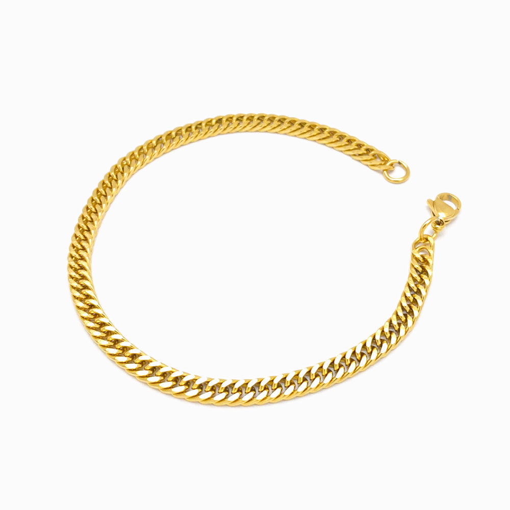 Pulseira Elo Achatado SL3001 - Aço Inox Dourado