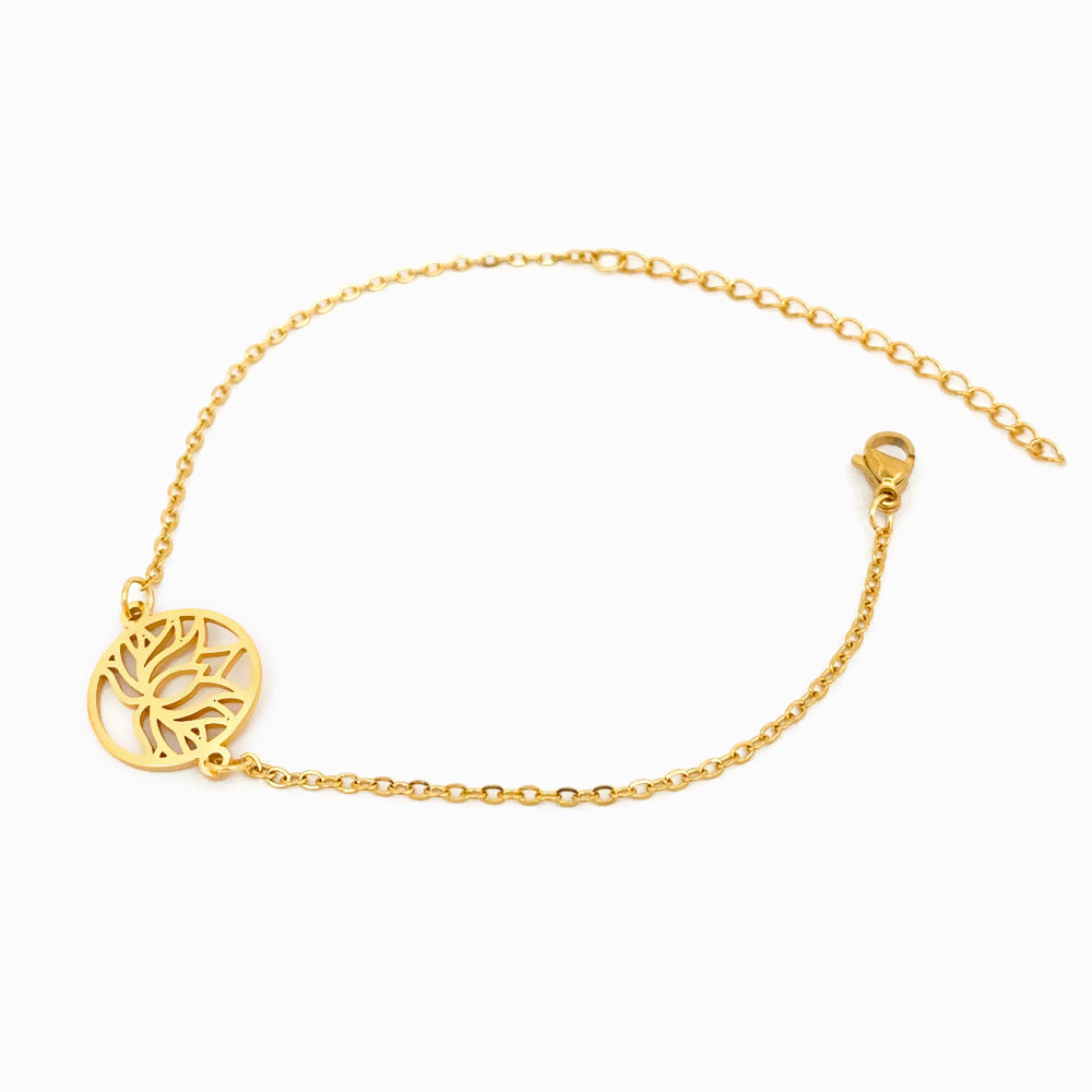 Pulseira Flor de Lótus SL2043 - Aço Inox Dourado