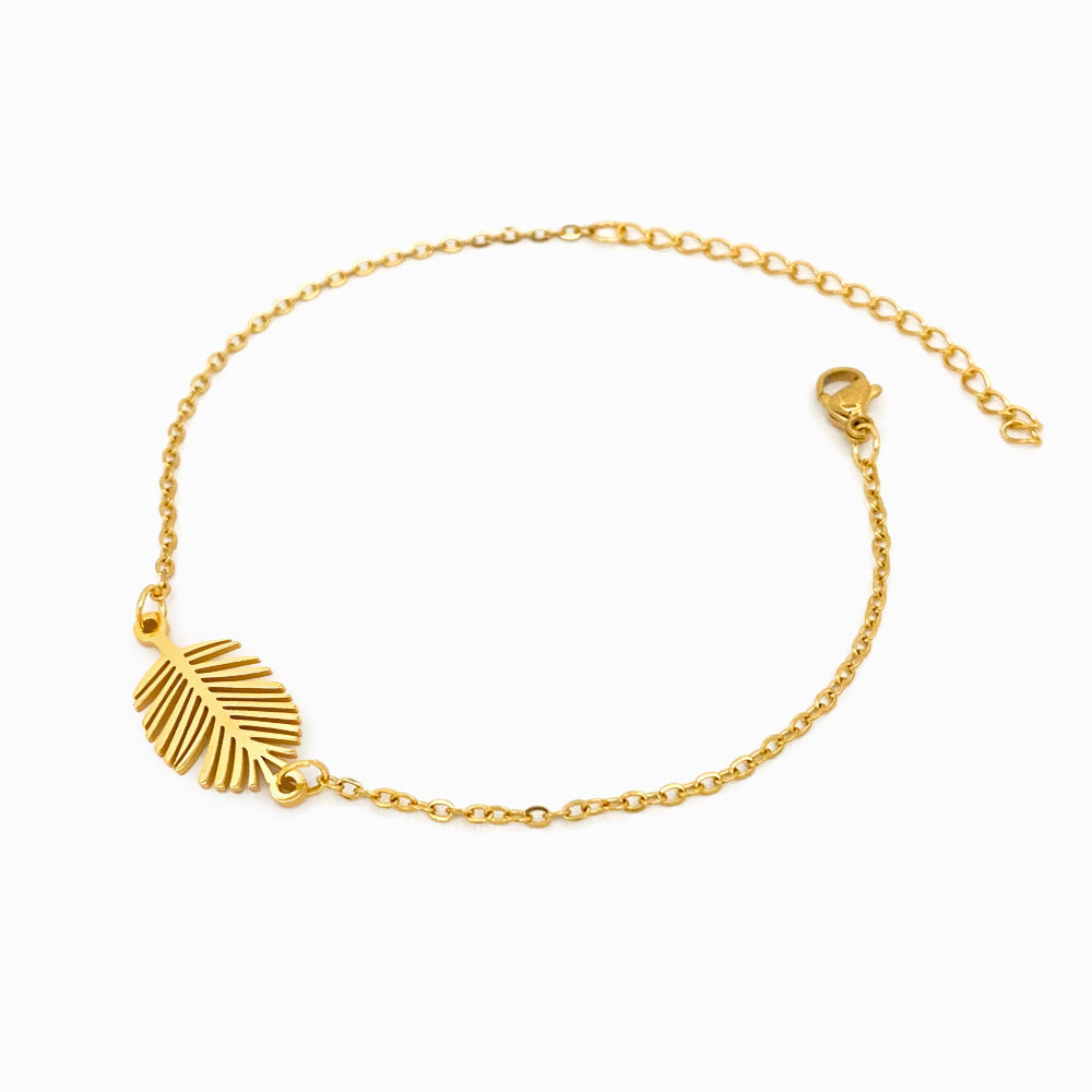 Pulseira Folha de Palmeira SL2035 - Aço Inox Dourado