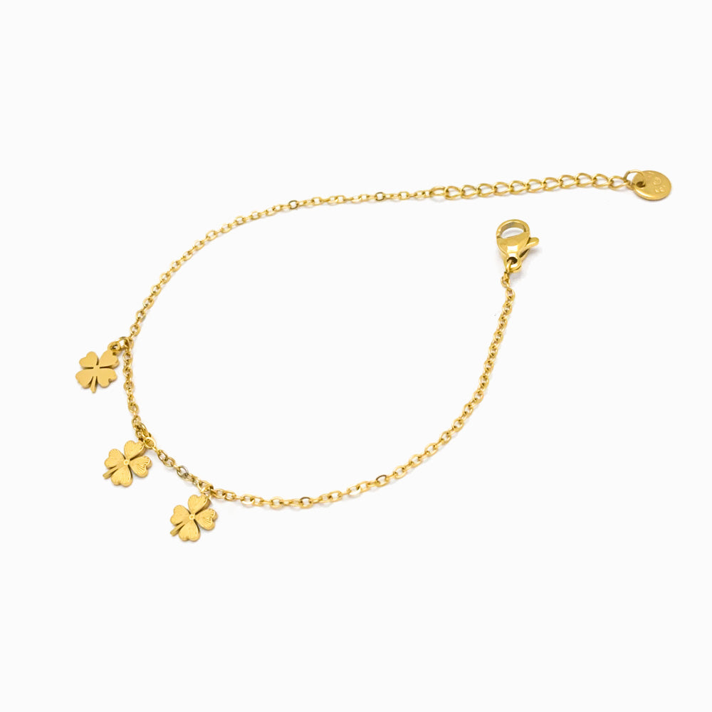 Pulseira Gargantilhas Trevo SL3006 - Aço Inox Dourado