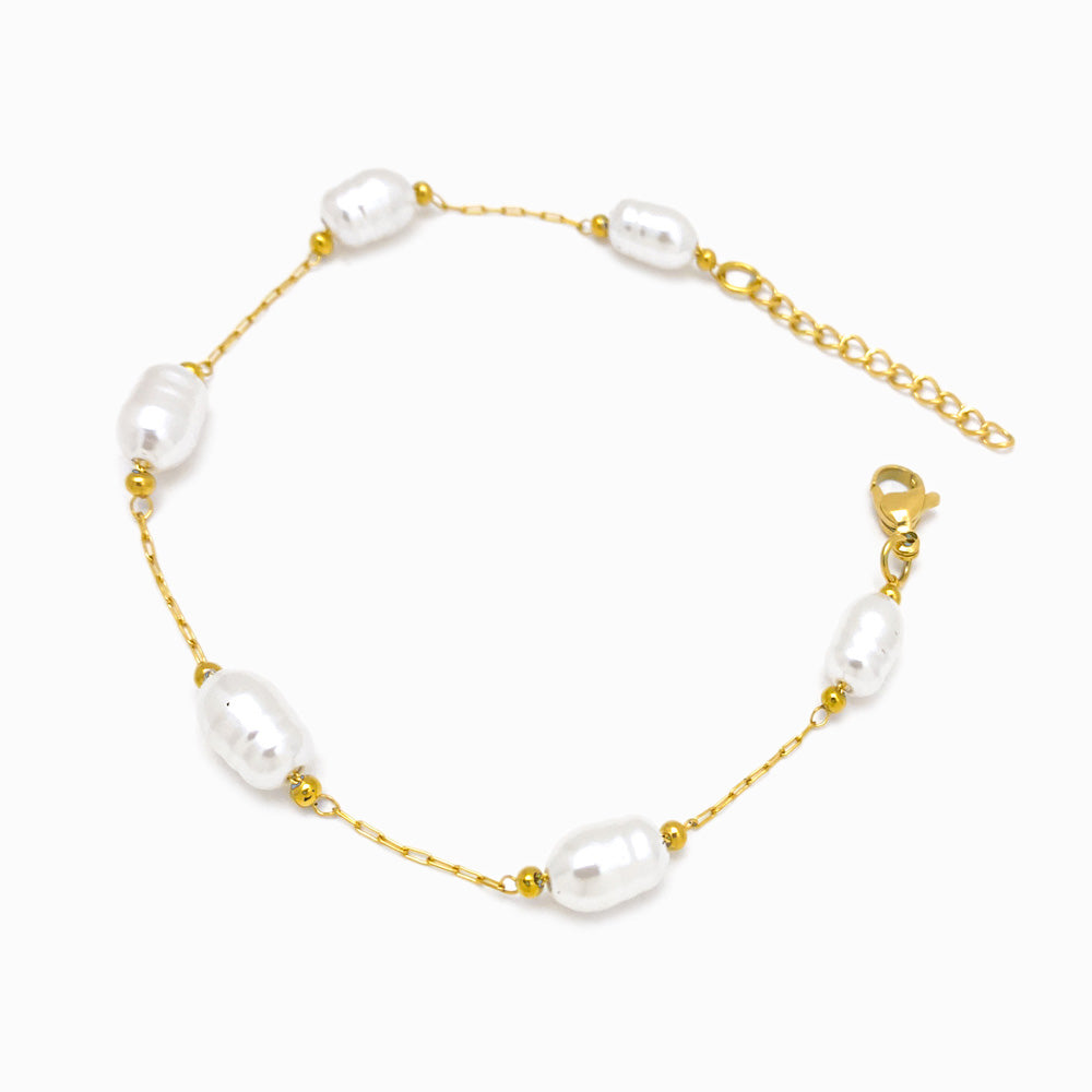 Pulseira Pérola SL3009 - Aço Inox Dourado