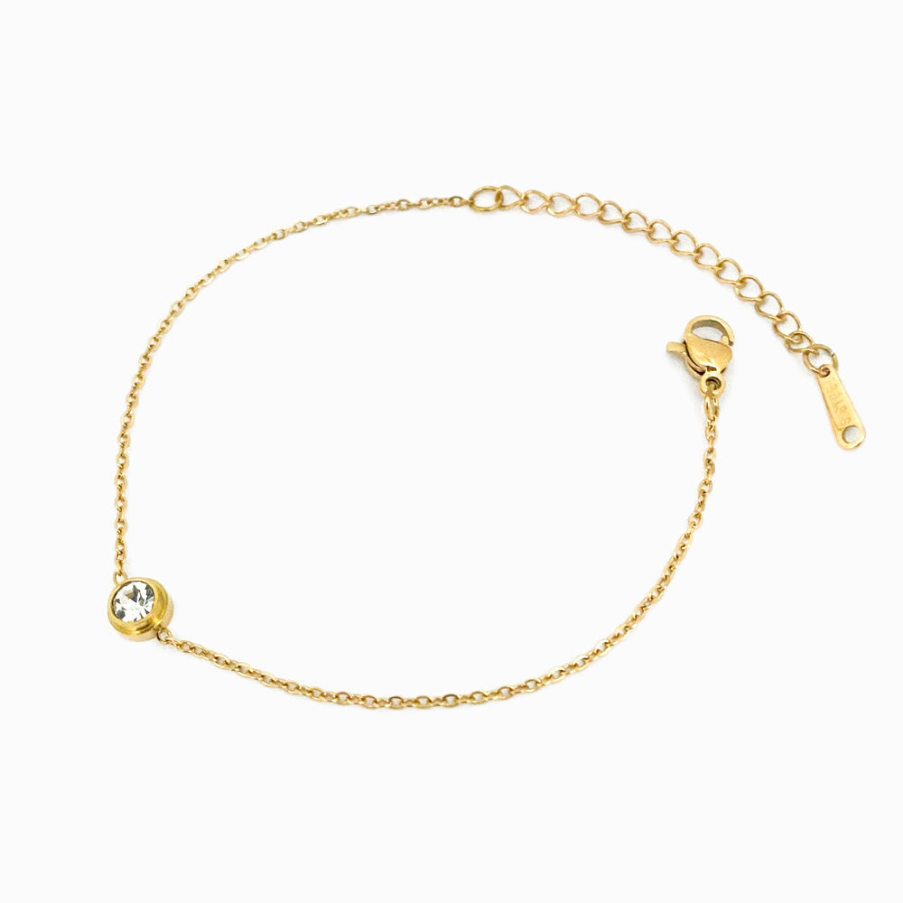 Pulseira com Brilhante SL1017 - Aço Inox Dourado