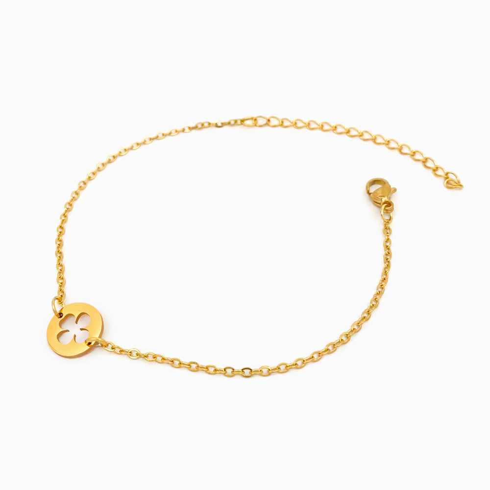 Pulseira Trevo de Quatro Folhas SL2040 - Aço Inox Dourado