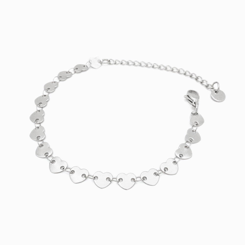 Pulseira com Corações SL2162 - Aço Inox Prateado