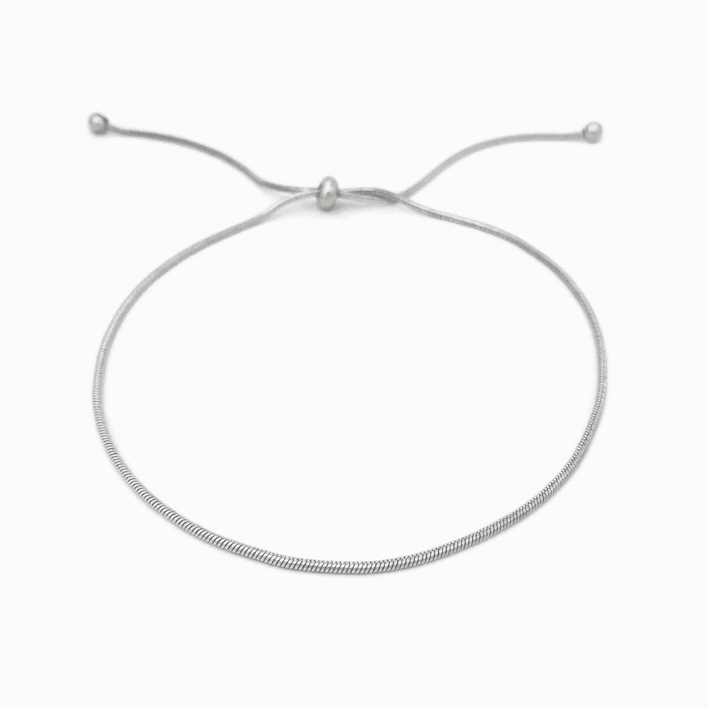 Pulseira de Pé Malha Snake SL1021 em Aço Inox Prateado