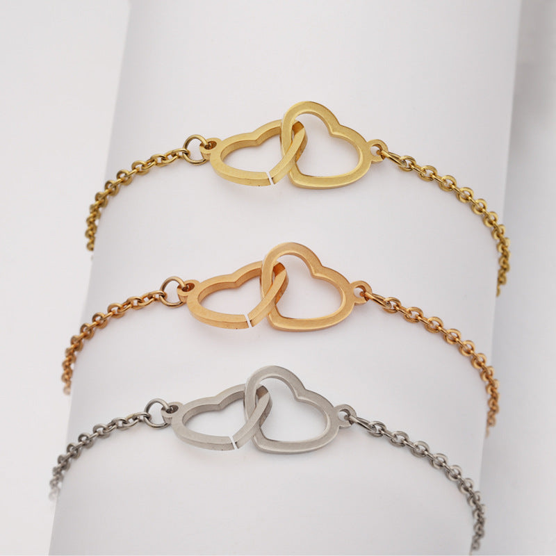 Conjunto 3 pulseiras com coração de aço inox