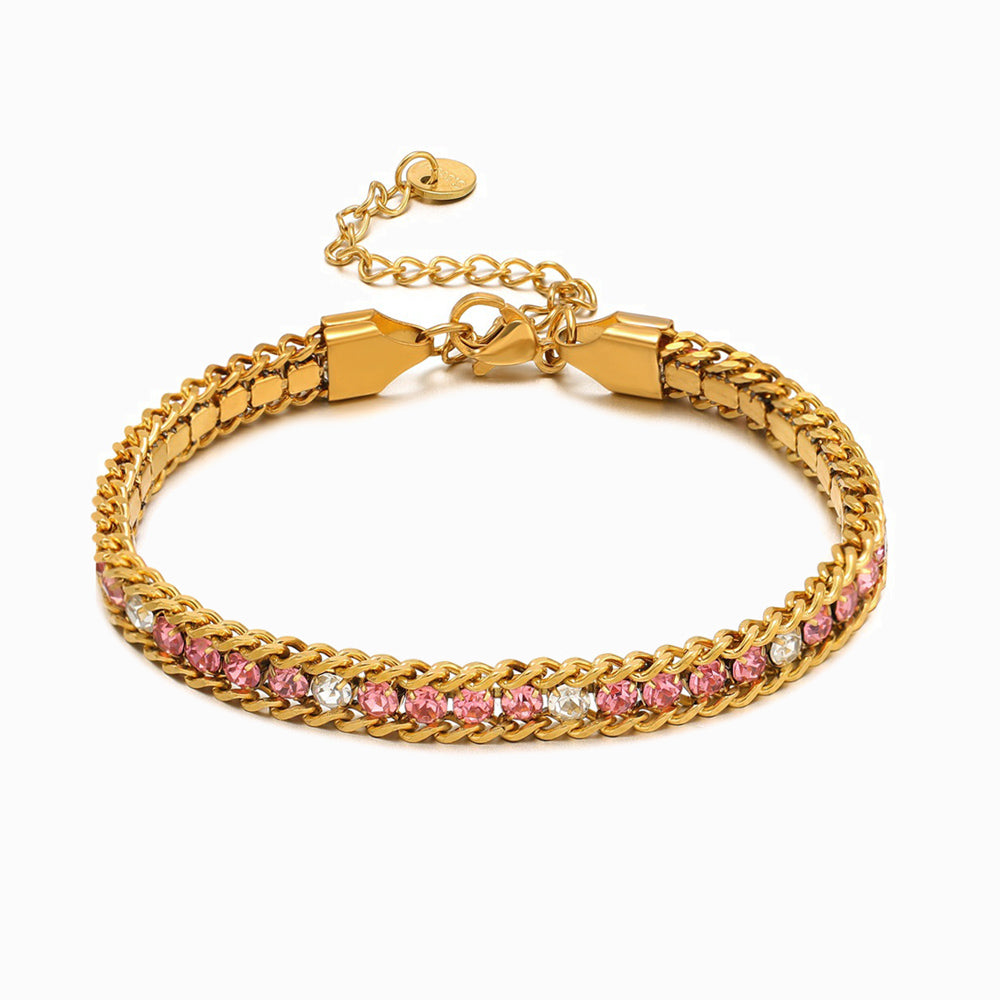 Pulseira com Brilhantes SL1109 - Aço Inox Dourado