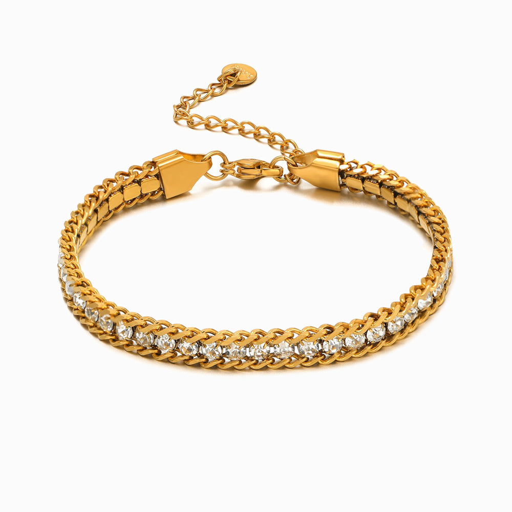 Pulseira com Brilhantes SL1110 - Aço Inox Dourado