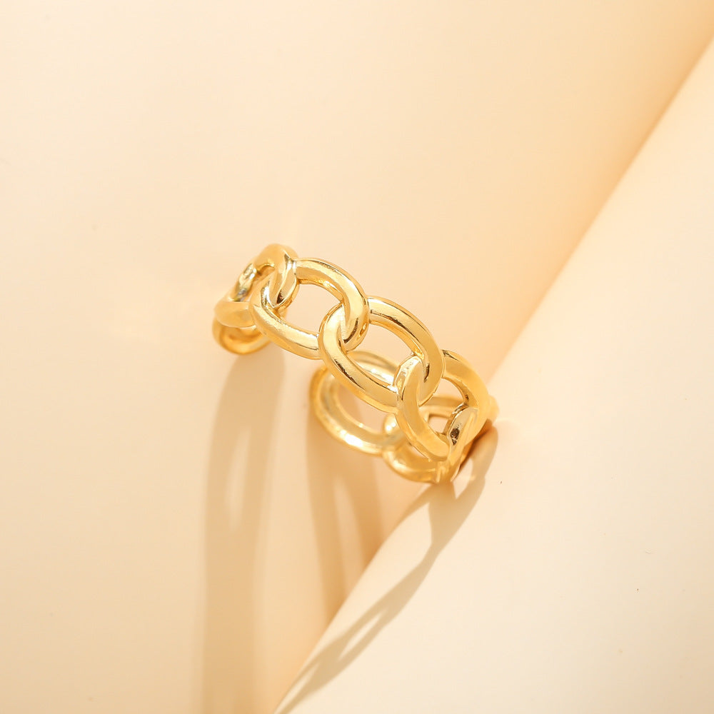 Anel Aço Inox Dourado Ajustável JZ1024