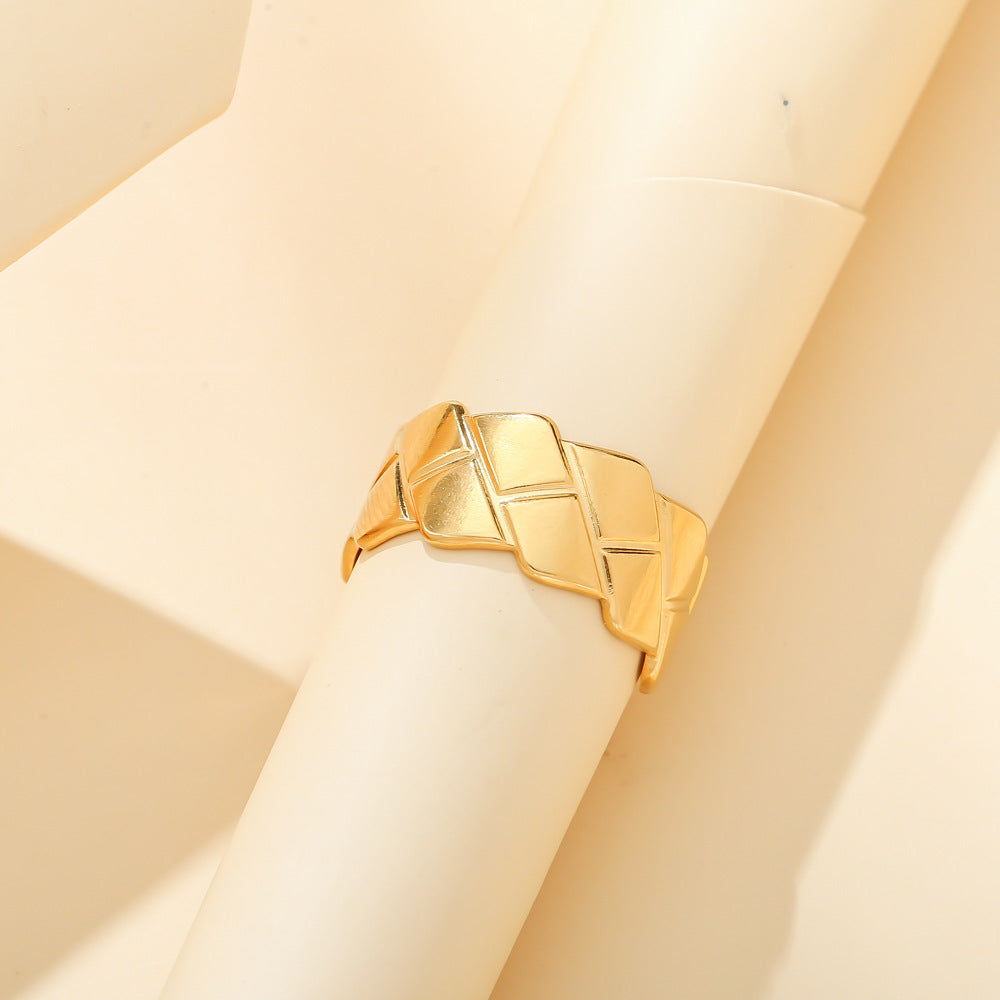 Anel Aço Inox Dourado Ajustável JZ1026