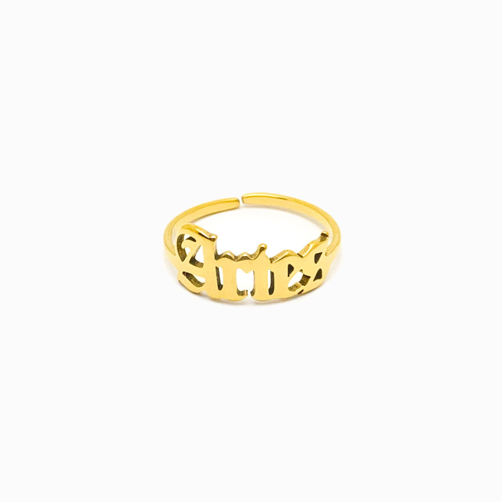 Anel Signo de Aço Inox Dourado Aries
