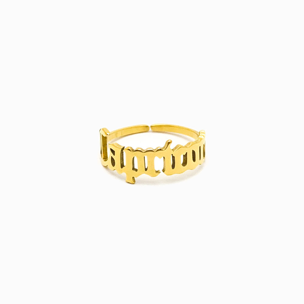 Anel Signo de Aço Inox Dourado Capricorn