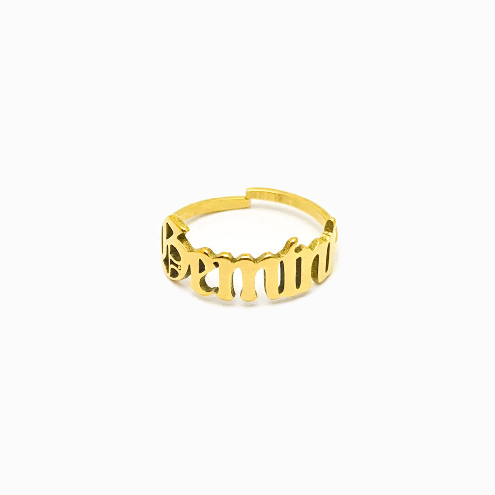 Anel Signo de Aço Inox Dourado Gemini