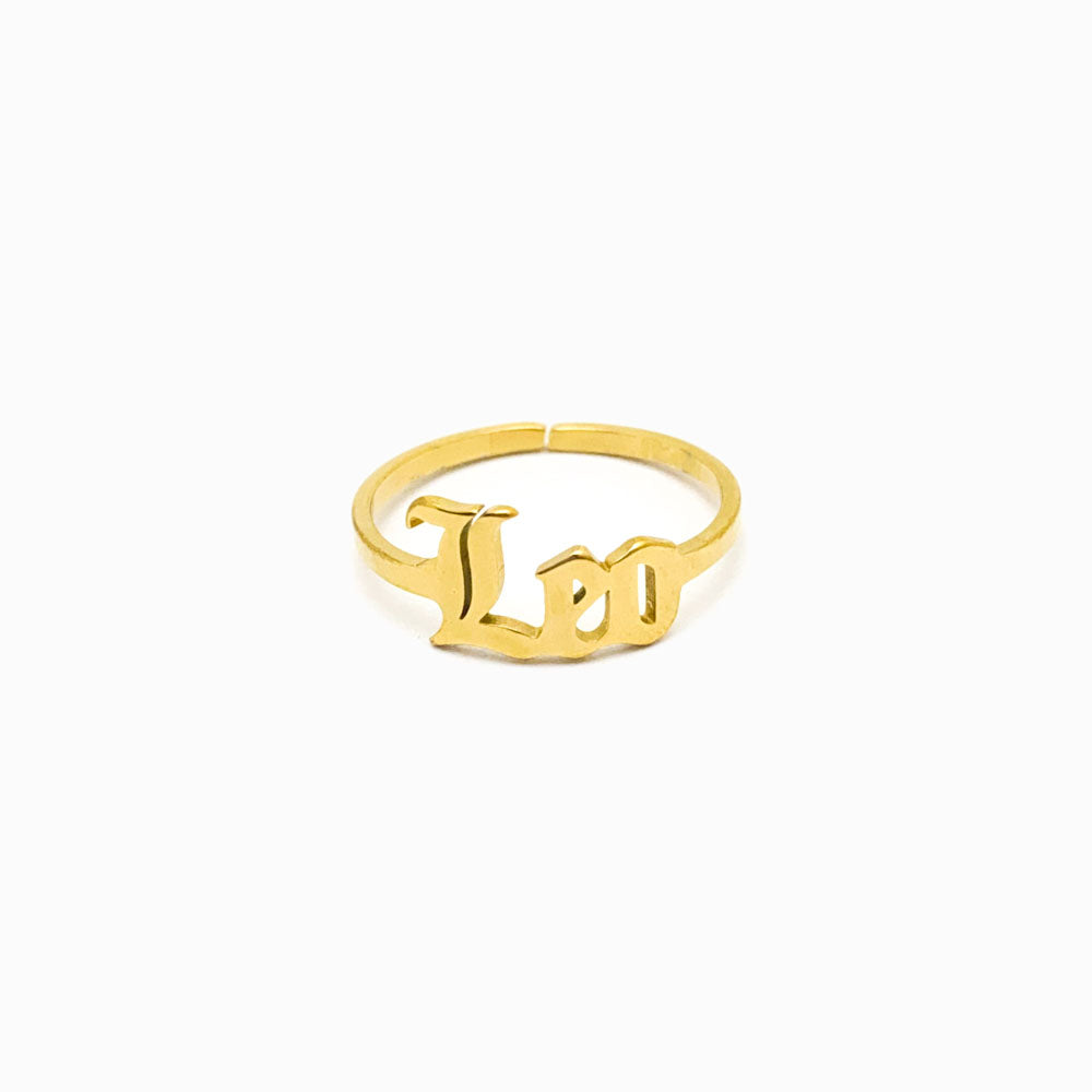 Anel Signo de Aço Inox Dourado Leo