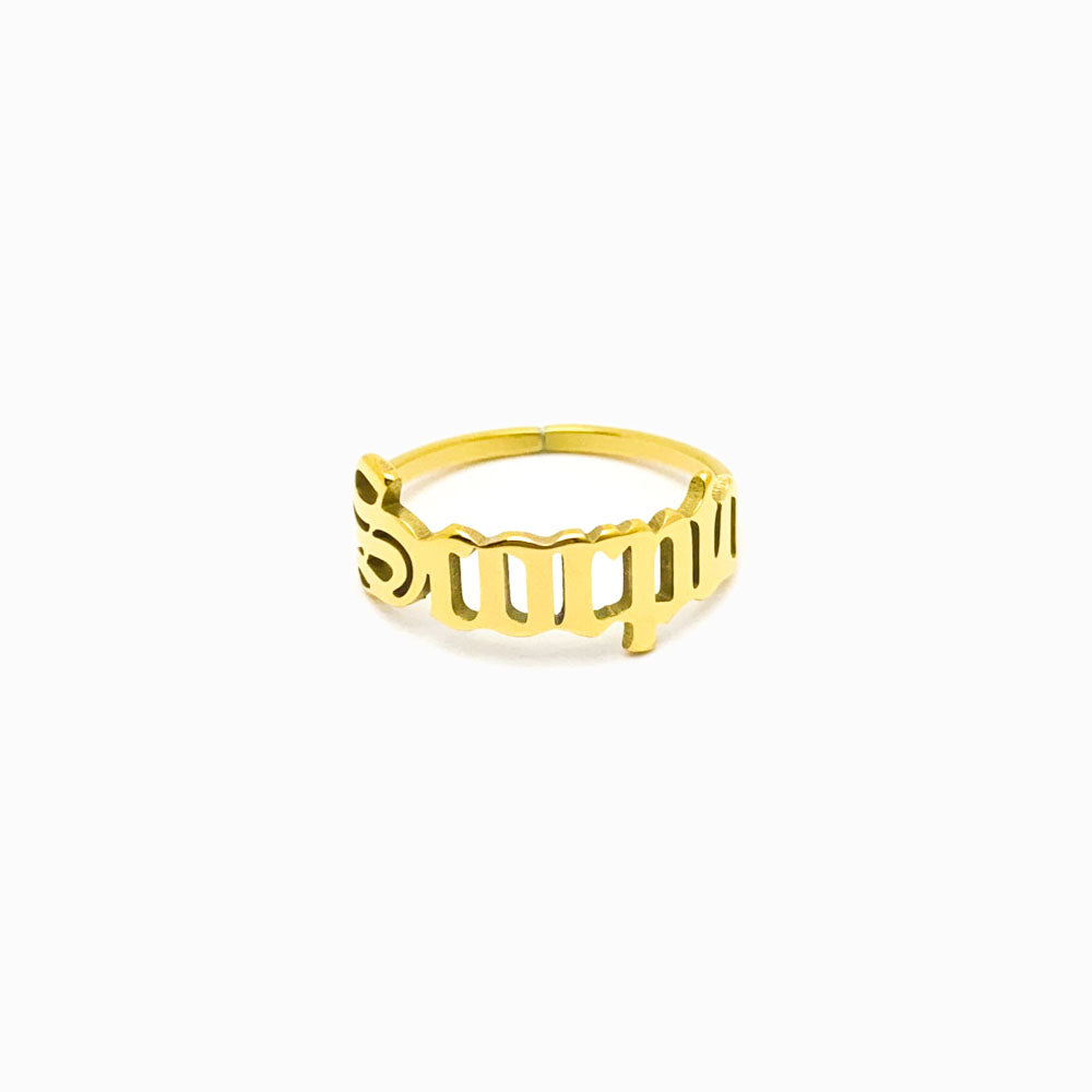 Anel Signo de Aço Inox Dourado Scorpio