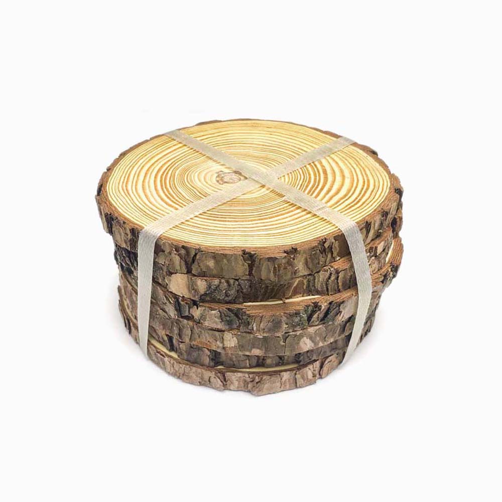 Pack 6 base tronco madeira 17cm