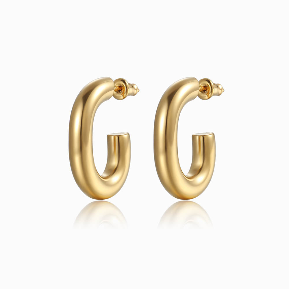 Brincos 26x18mm BR1040 - Aço Inox Dourado