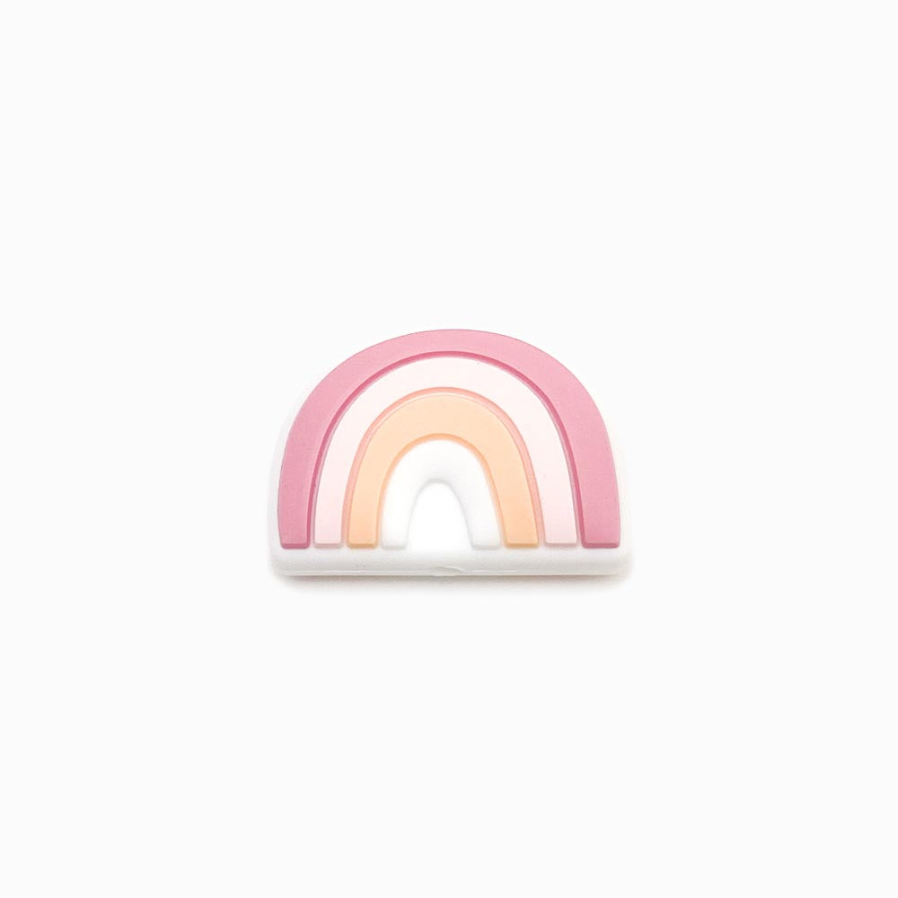 Contas de silicone para prendedor de chucha arco iris 25x18mm rosa