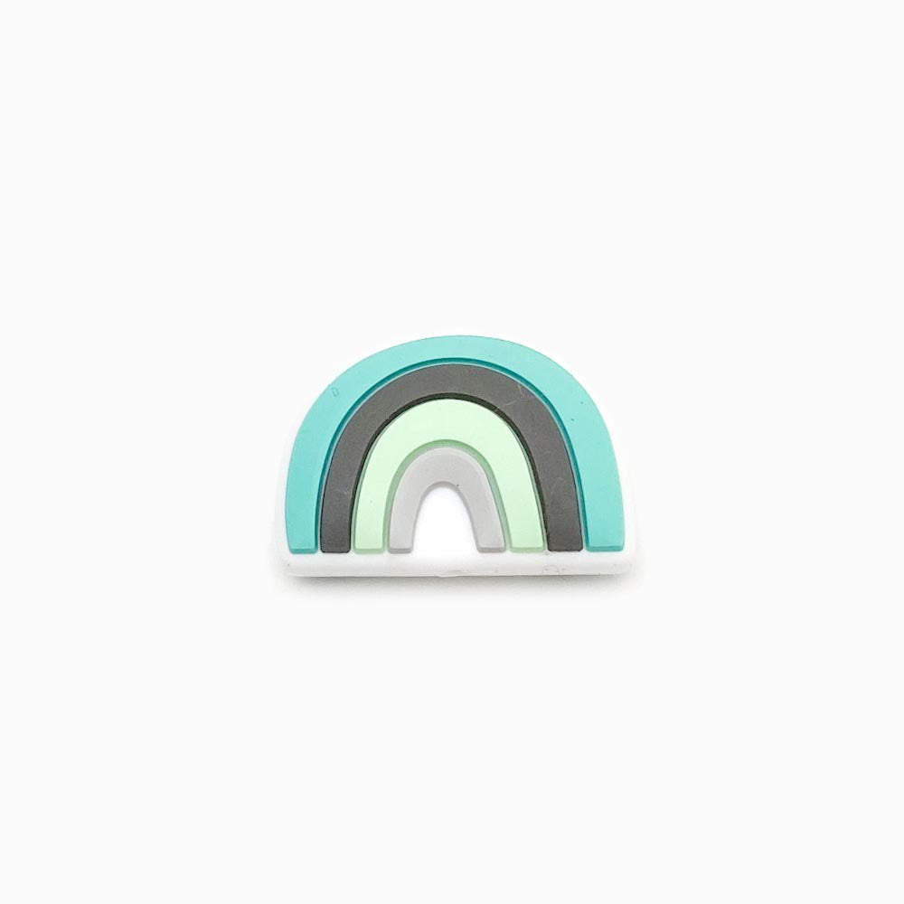 Contas de silicone para prendedor de chucha arco iris 25x18mm verde água