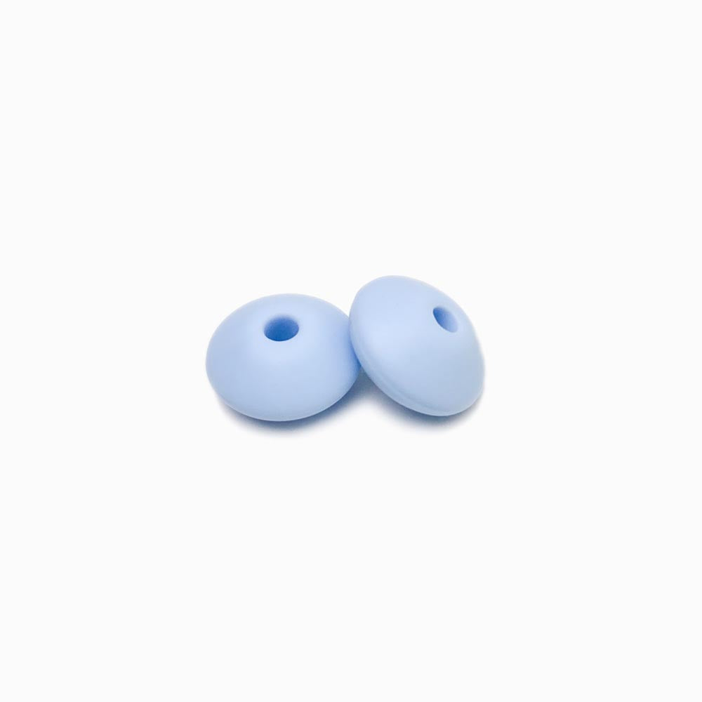 Contas de silicone disco azul bebé