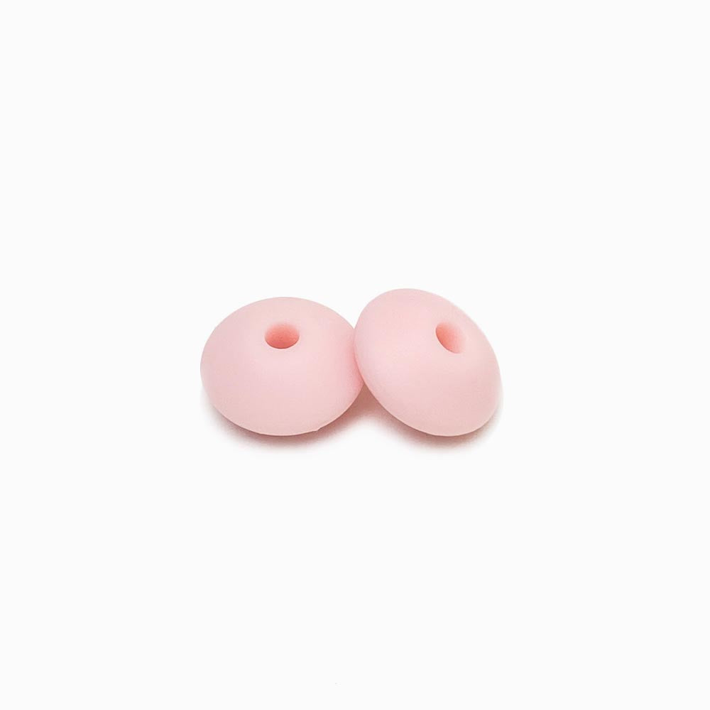Contas de silicone disco rosa bebé