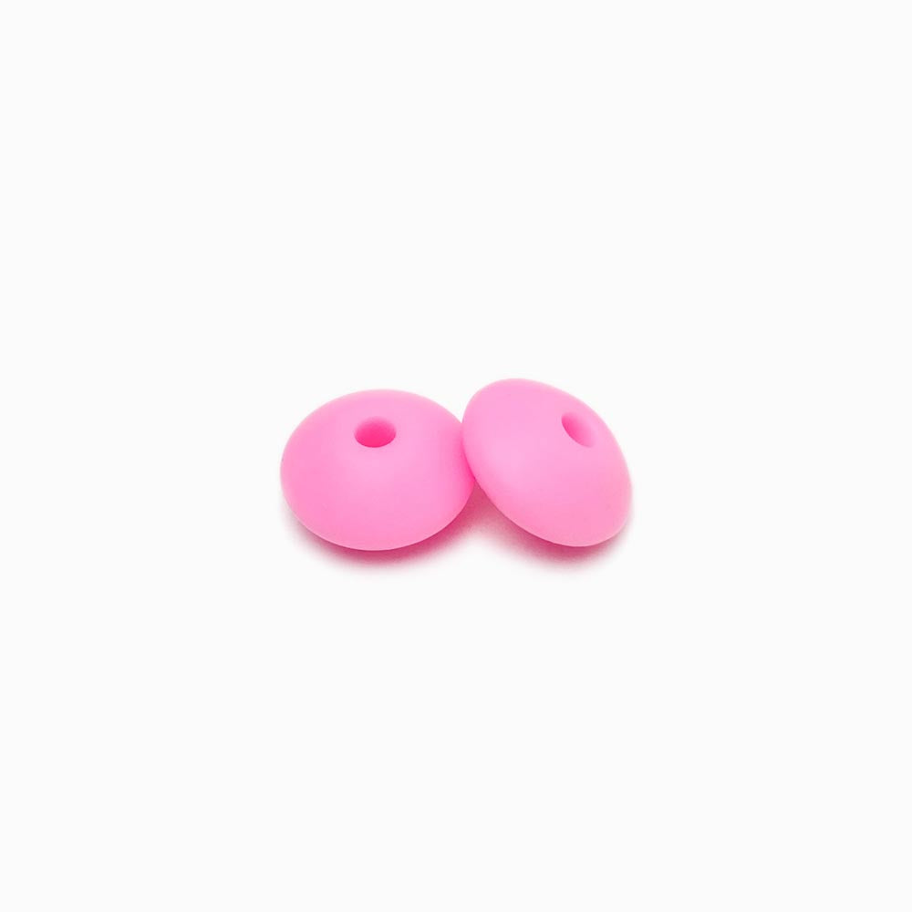 Contas de silicone disco rosa forte