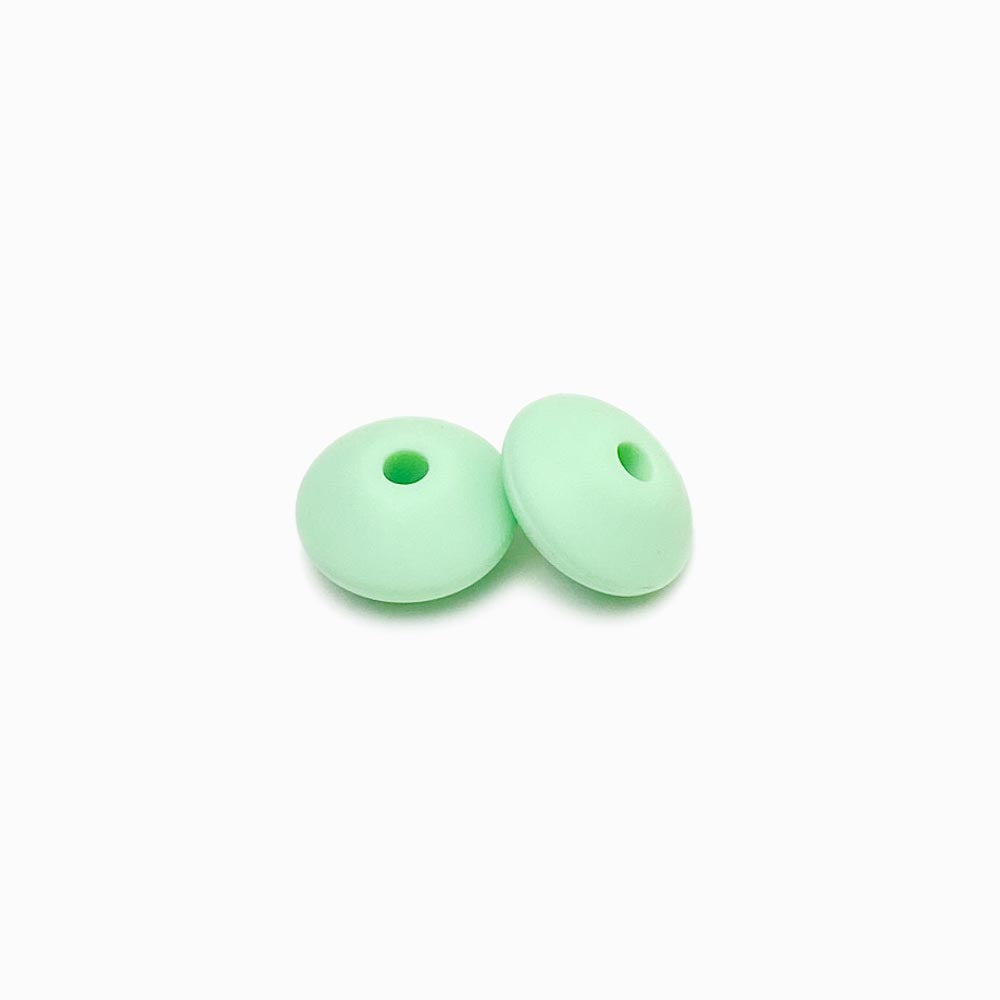 Contas de silicone disco verde água