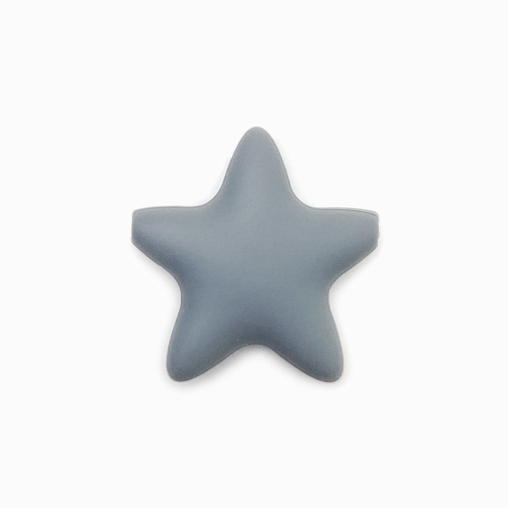 Contas de silicone para prendedor de chucha estrela 38x36mm cinza escuro