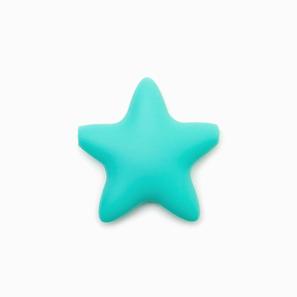 Contas de silicone para prendedor de chucha estrela 38x36mm verde esmeralda