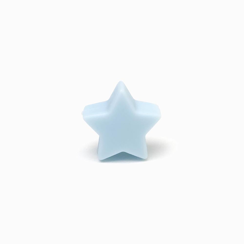 Contas de silicone estrela azul bebé
