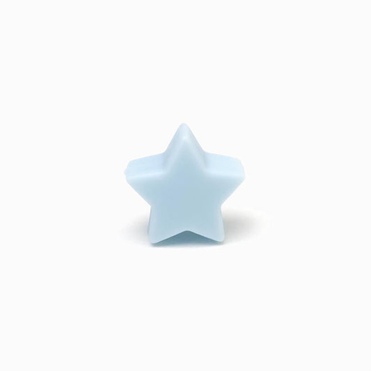 Contas de silicone estrela azul bebé