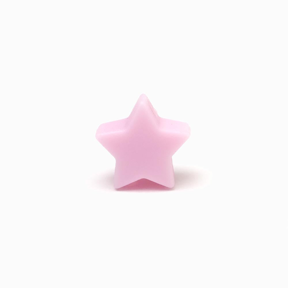 Contas de silicone estrela rosa bebé