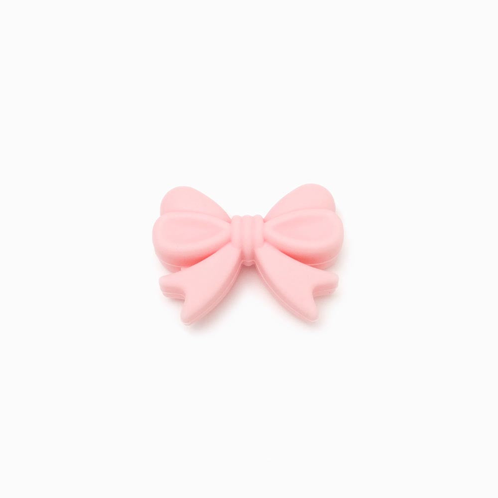 Contas de silicone para prendedor de chucha lacinho 28x22mm rosa bebé