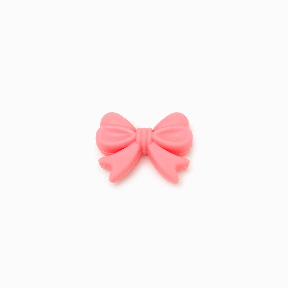 Contas de silicone para prendedor de chucha lacinho 28x22mm rosa forte