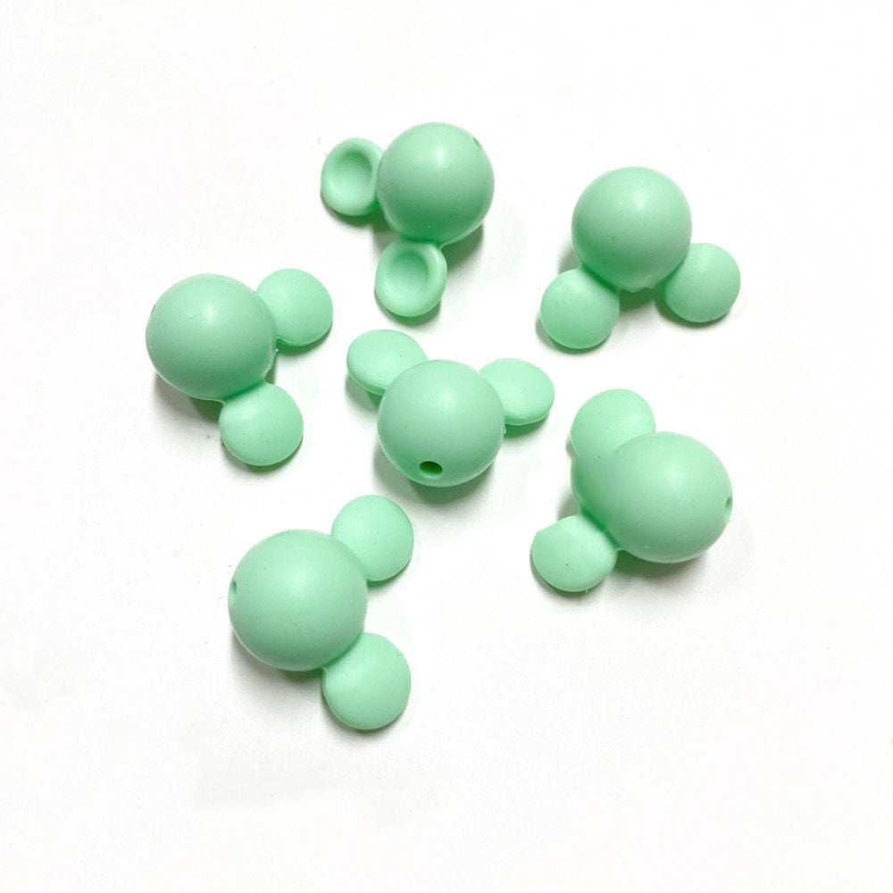 Contas de silicone para prendedor de chucha design mickey verde água