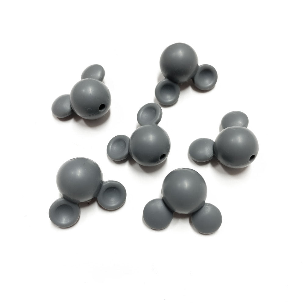 Contas de silicone para prendedor de chucha design mickey cinza escuro