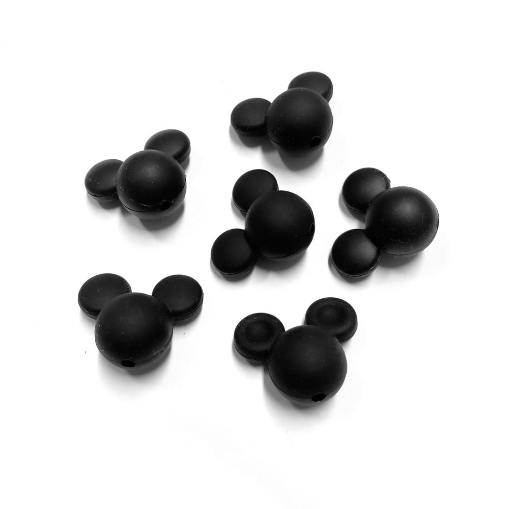 Contas de silicone para prendedor de chucha design mickey preto