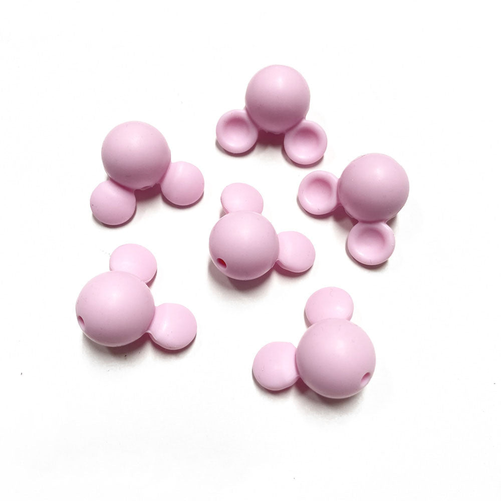 Contas de silicone para prendedor de chucha design mickey rosa bebé