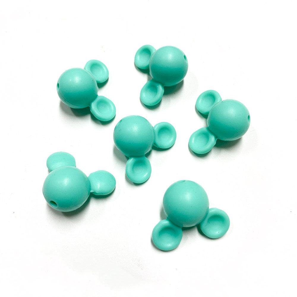 Contas de silicone para prendedor de chucha design mickey turquesa