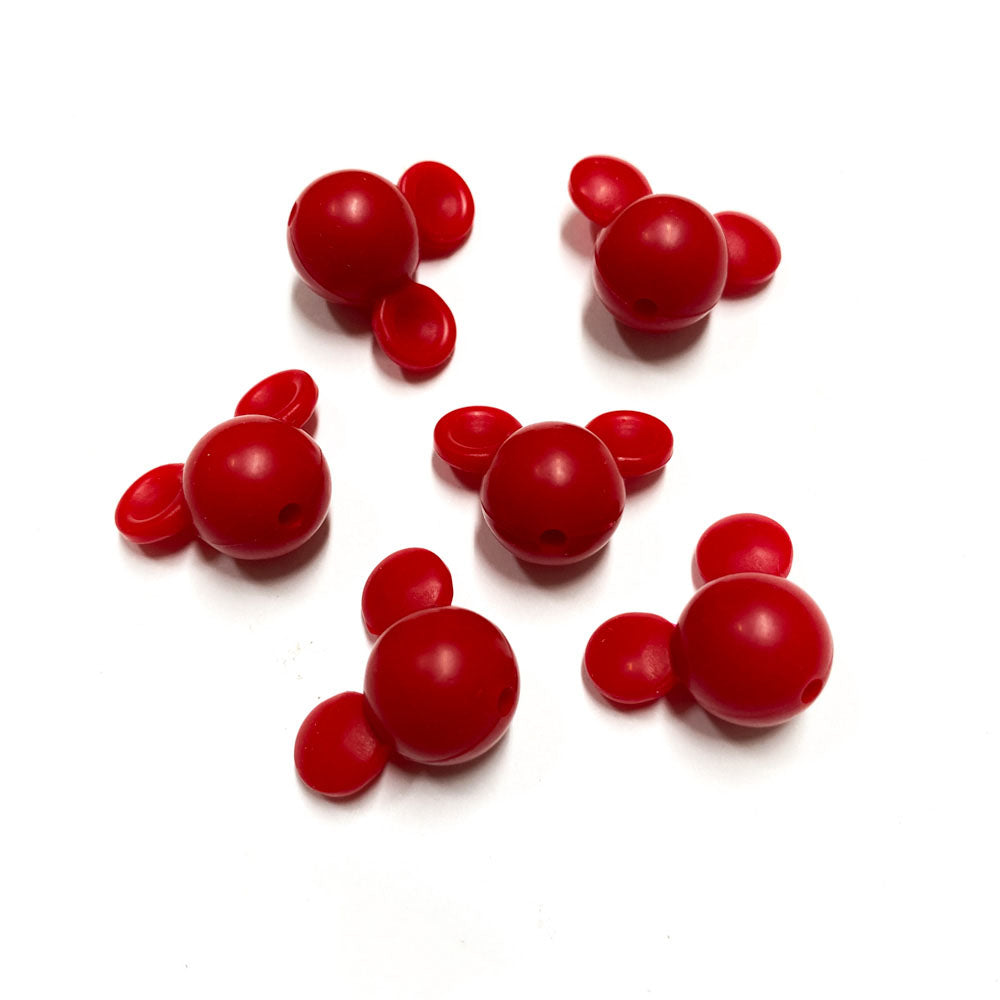 Contas de silicone para prendedor de chucha design mickey vermelho