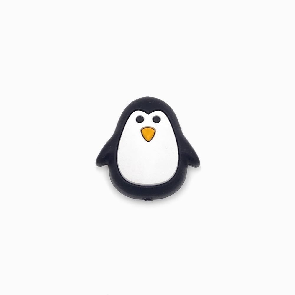 Contas de silicone para prendedor de chucha pinguim 25x25mm preto