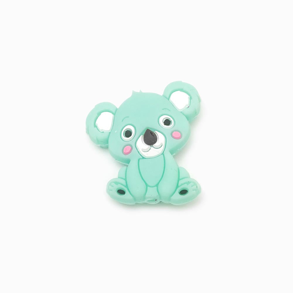 Contas de silicone para prendedor de chucha koala 30x29mm azul turquesa