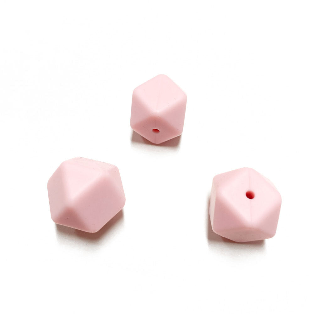 Contas de silicone hexagonal rosa bebé