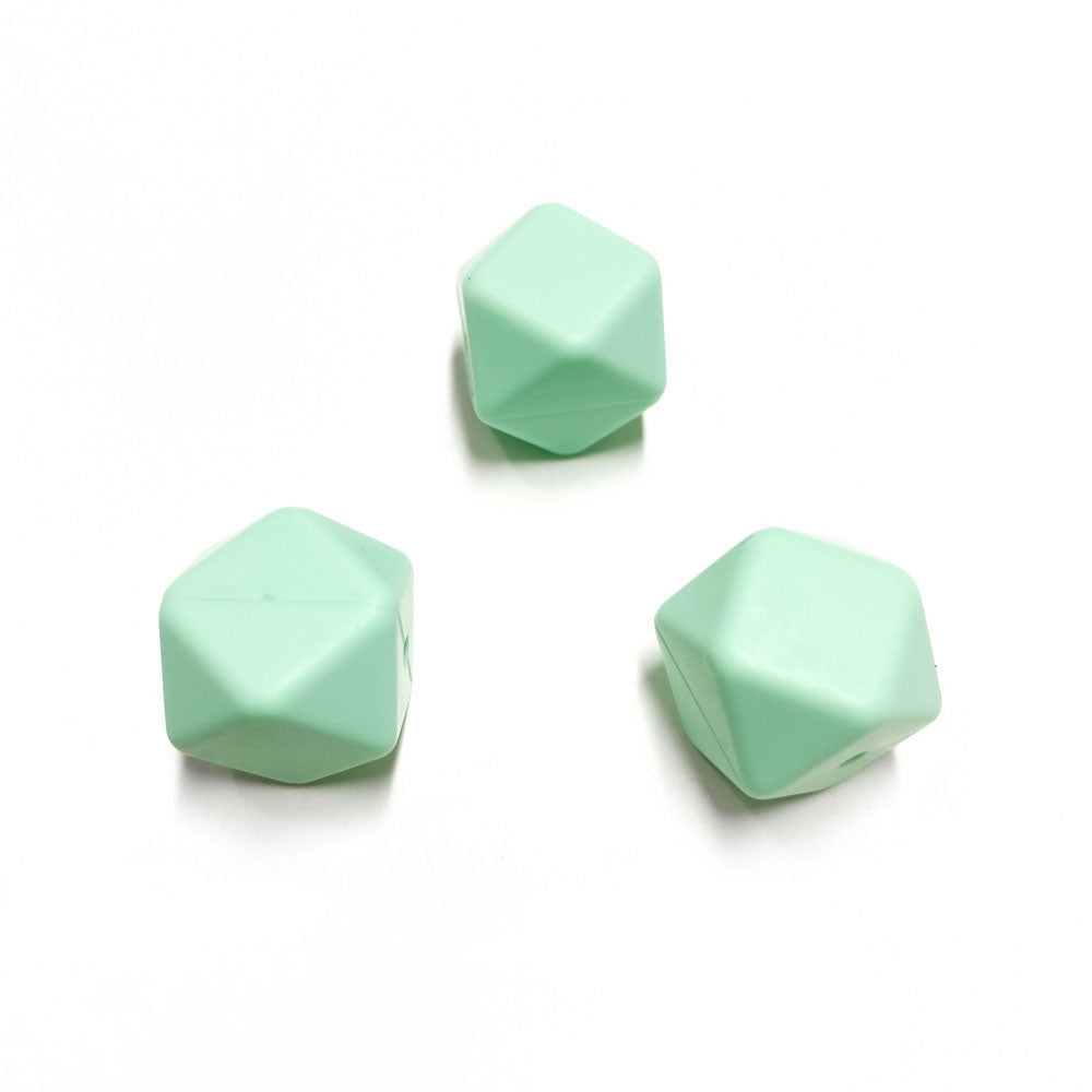 Contas de silicone hexagonal verde água