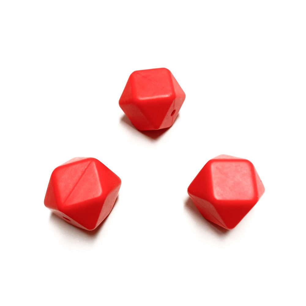 Contas de silicone hexagonal vermelho
